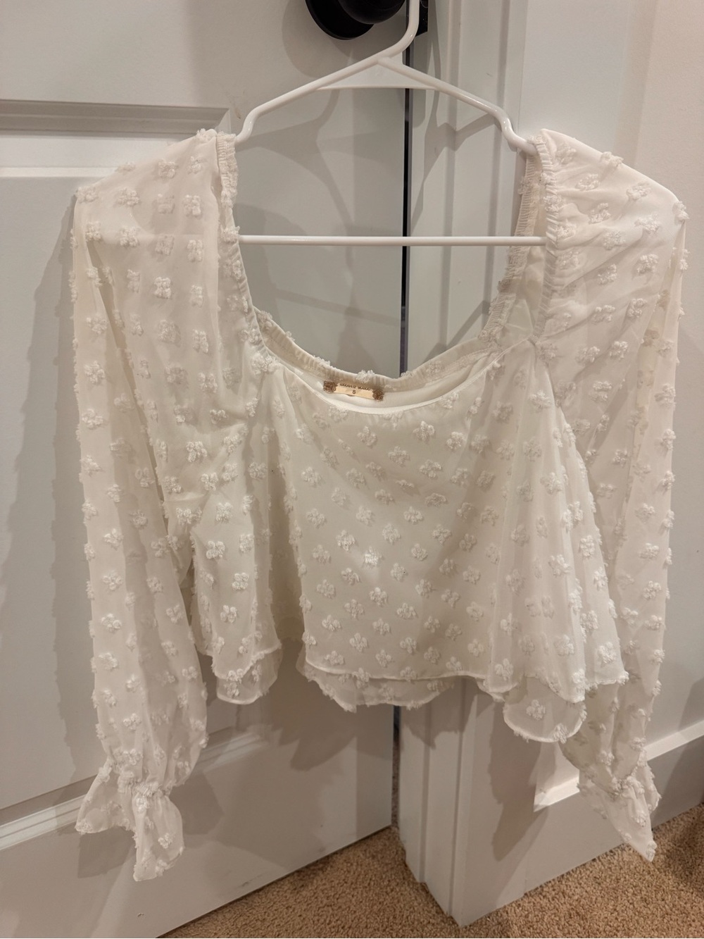 Altar'd State Ivory Swiss Dot Peasant Blouse